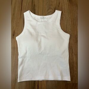 Primark Classic White Ribbed Tank Top with Built In Bra